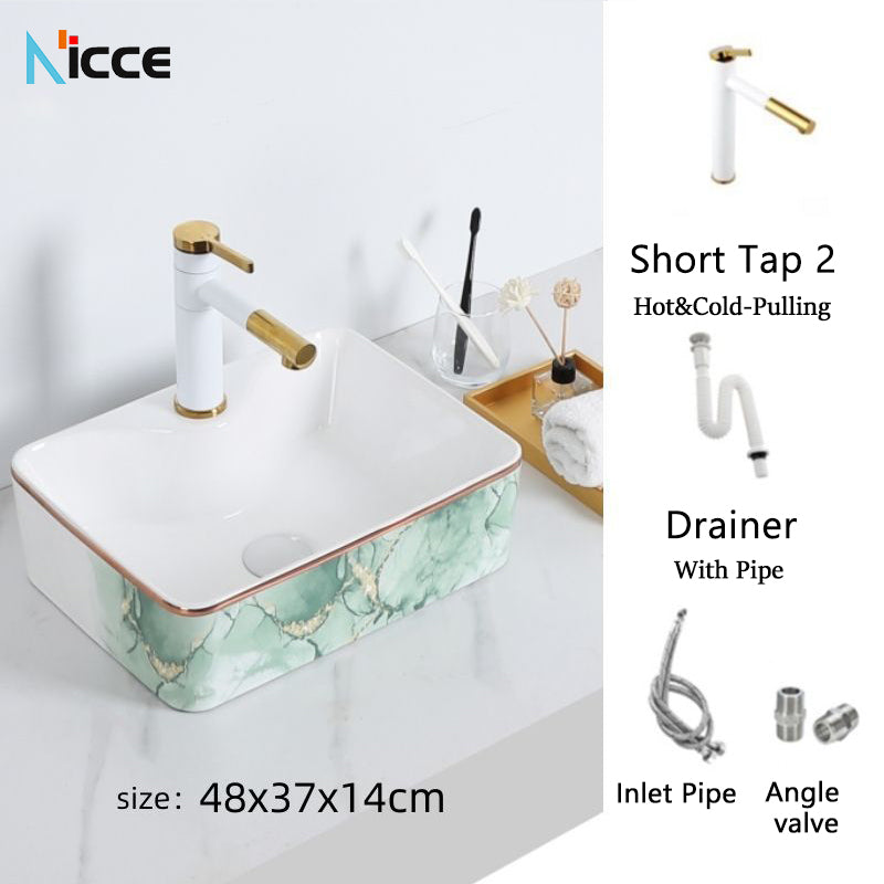 Nordic luxury bathroom ceramic washbasin home toilet balcony small size countertop art sink