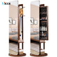Nordic luxury Multifunctional mirror cabinet floor-standing rotatable pull-out storage makeup full-body mirror cabinet