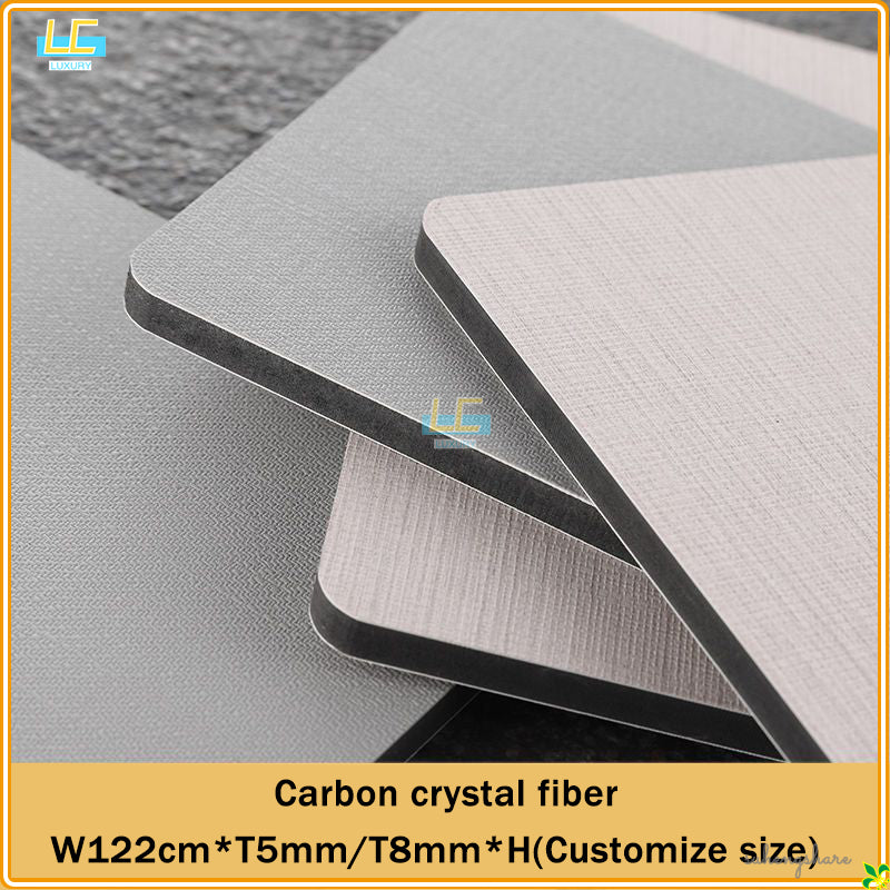 Customized Carbon crystal Fiber Wall Protection Board 50pcs W122*L244cm, Interior Decor, Waterproof, Moisture-proof, Scratch-resistant, Wood Grain, T5mm/8mm Co-extruded Board