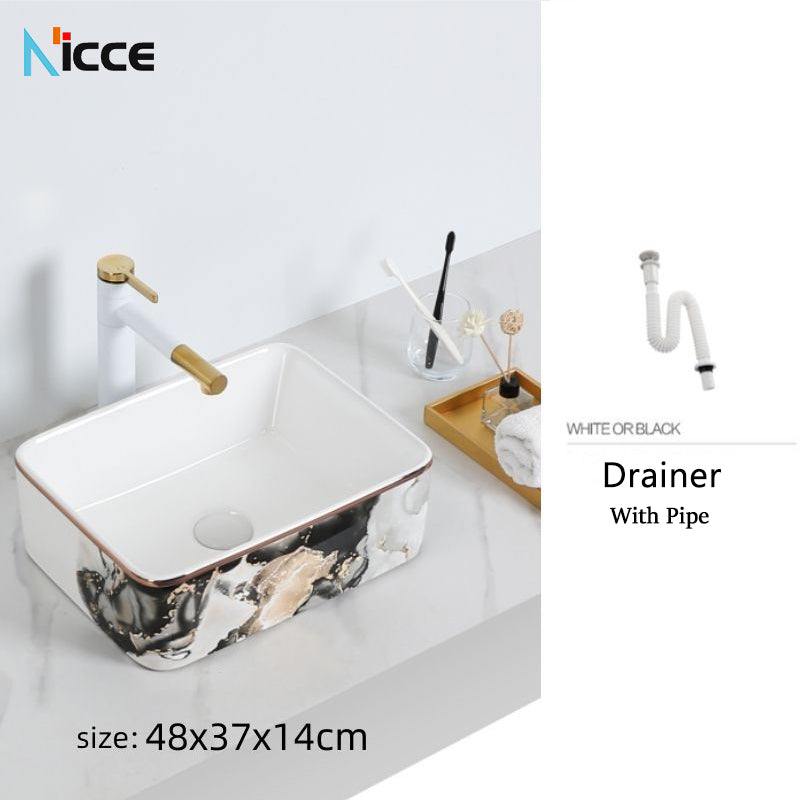 Nordic luxury bathroom ceramic washbasin home toilet balcony small size countertop art sink