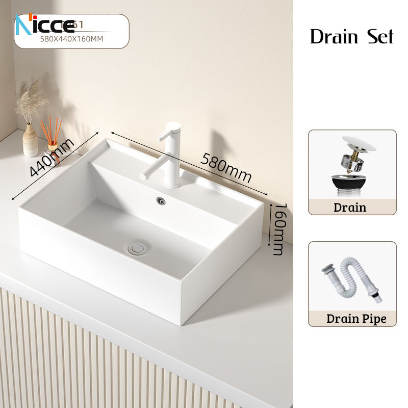 Nordic simple white ceramic basin countertop bathroom basen outdoor sink