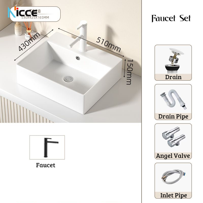 Nordic simple white ceramic basin countertop bathroom basen outdoor sink