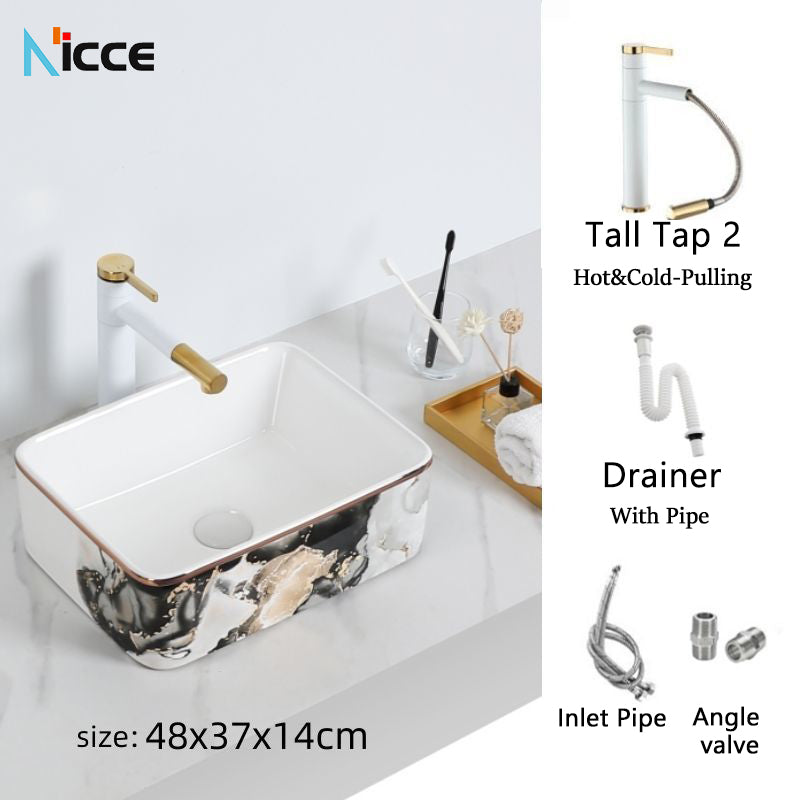 Nordic luxury bathroom ceramic washbasin home toilet balcony small size countertop art sink