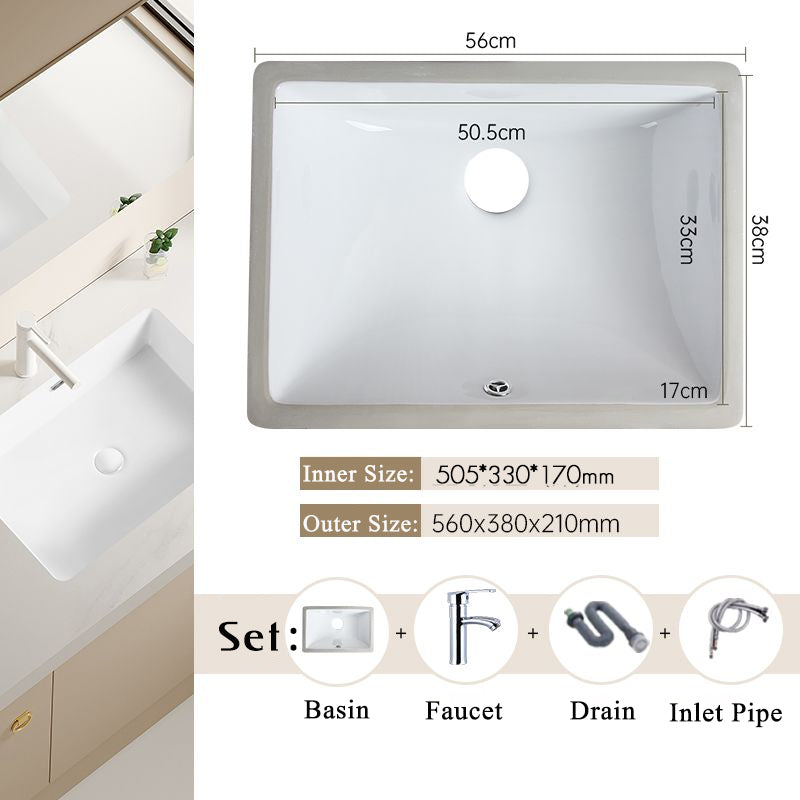 Nordic white basen bathroom undermount basin ceramic small size simple round corner depth toilet sink with drain & bracket set