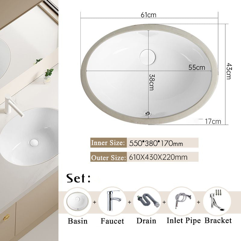 Nordic white basen bathroom undermount basin ceramic small size simple round corner depth toilet sink with drain & bracket set