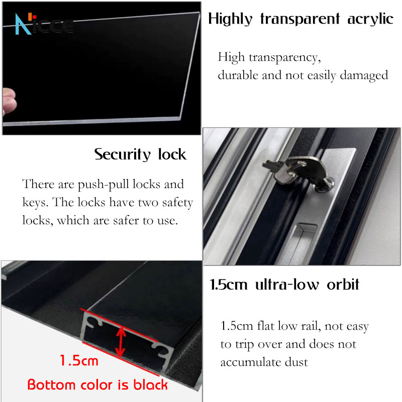 Customize luxury acrylic folding door aluminum alloy track waterproof insect proof transparent bathroom acrylic door