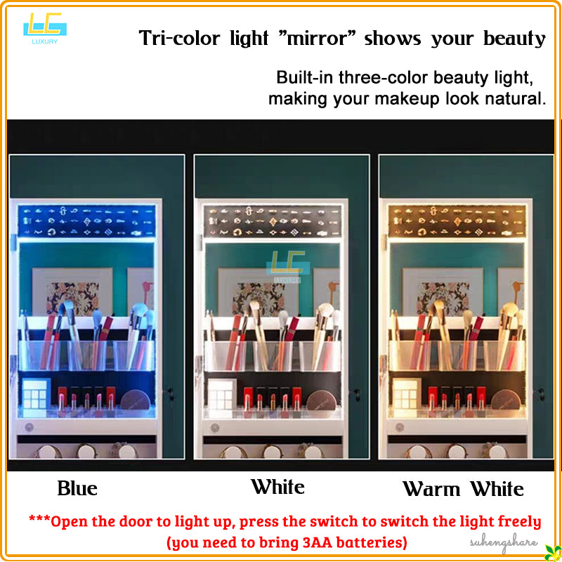 Nordic luxury multi-function floor-standing mirror cabinet full-length mirror wall-mounted beauty storage HD mirror cabinet