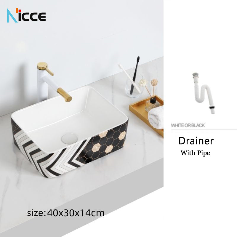 Nordic luxury bathroom ceramic washbasin home toilet balcony small size countertop art sink