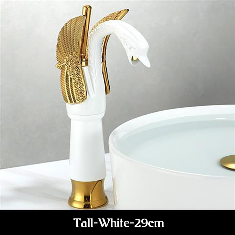 European retro luxury bathroom faucet swan shape all copper ceramic core supercharged personalized tap toilet accessories