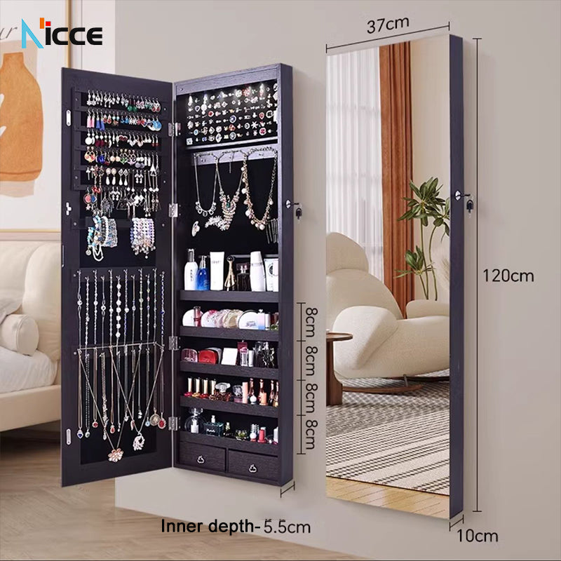 Nordic luxury multi-function floor-standing mirror cabinet full-length mirror wall-mounted beauty storage HD mirror cabinet