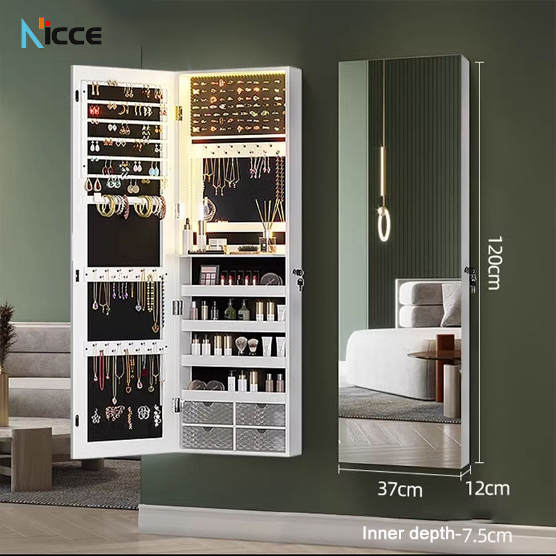 Nordic luxury multi-function floor-standing mirror cabinet full-length mirror wall-mounted beauty storage HD mirror cabinet