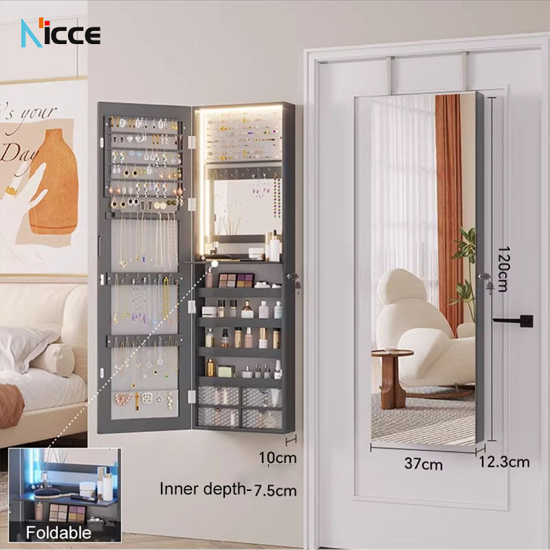 Nordic luxury multi-function floor-standing mirror cabinet full-length mirror wall-mounted beauty storage HD mirror cabinet