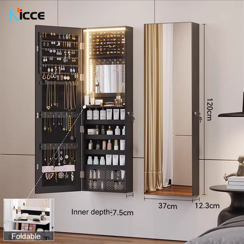 Nordic luxury multi-function floor-standing mirror cabinet full-length mirror wall-mounted beauty storage HD mirror cabinet