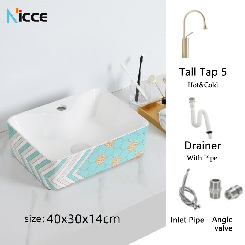 Nordic luxury bathroom ceramic washbasin home toilet balcony small size countertop art sink