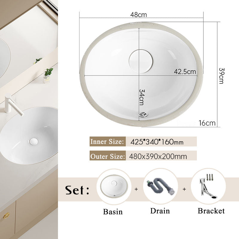 Nordic white basen bathroom undermount basin ceramic small size simple round corner depth toilet sink with drain & bracket set