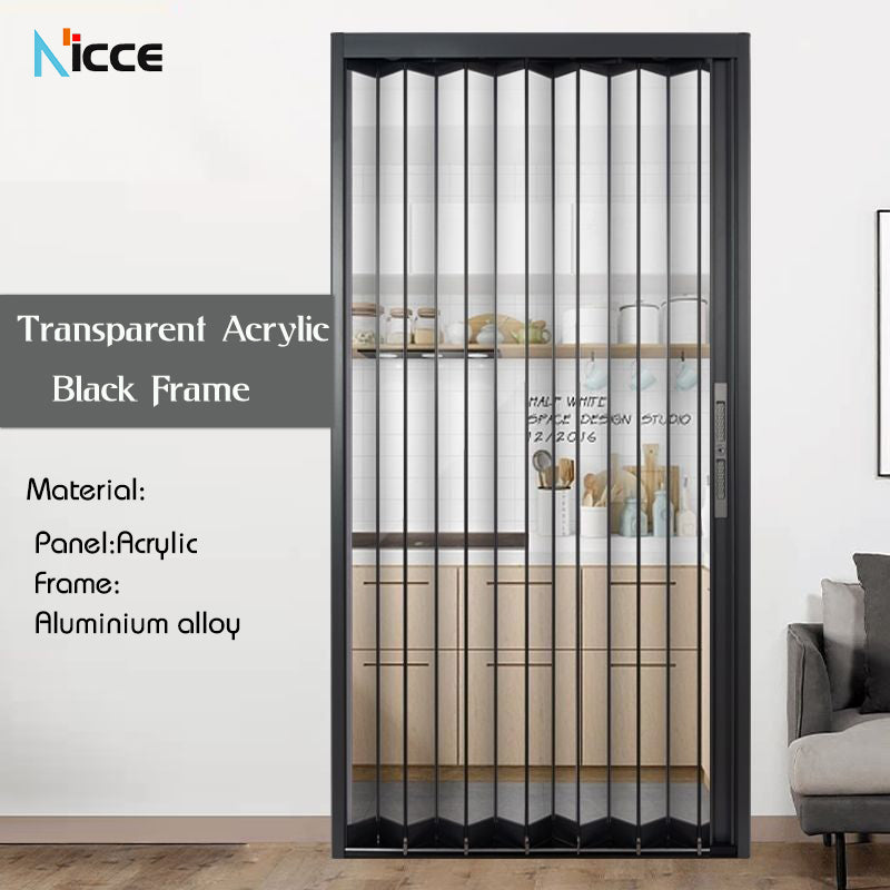 Customize luxury acrylic folding door aluminum alloy track waterproof insect proof transparent bathroom acrylic door