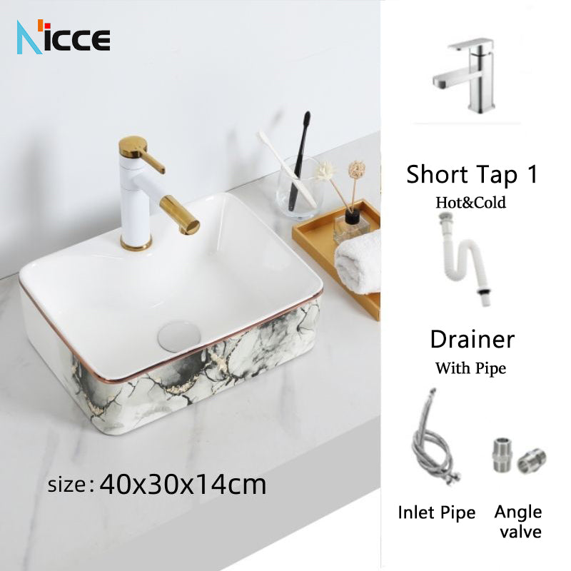 Nordic luxury bathroom ceramic washbasin home toilet balcony small size countertop art sink