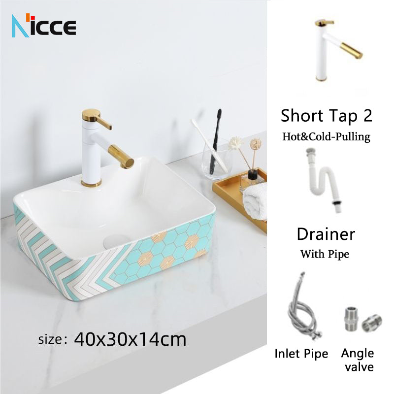 Nordic luxury bathroom ceramic washbasin home toilet balcony small size countertop art sink