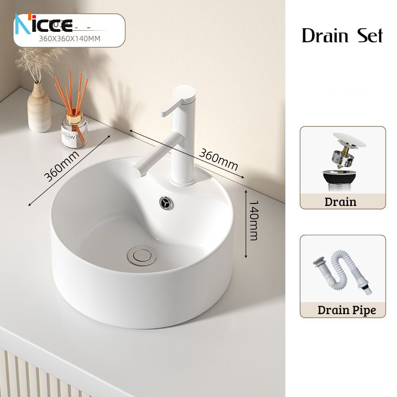 Nordic simple white ceramic basin countertop bathroom basen outdoor sink