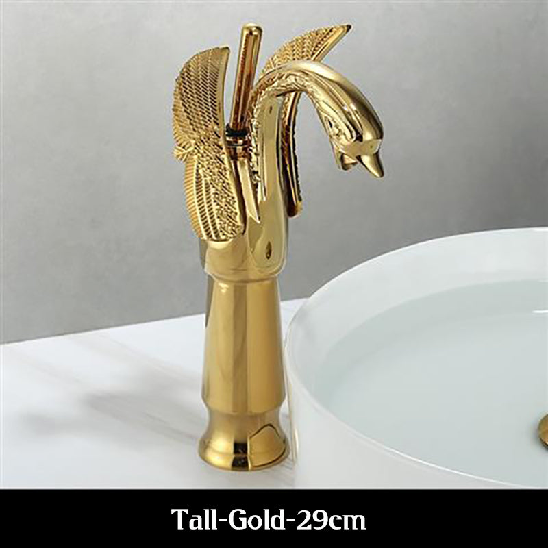 European retro luxury bathroom faucet swan shape all copper ceramic core supercharged personalized tap toilet accessories