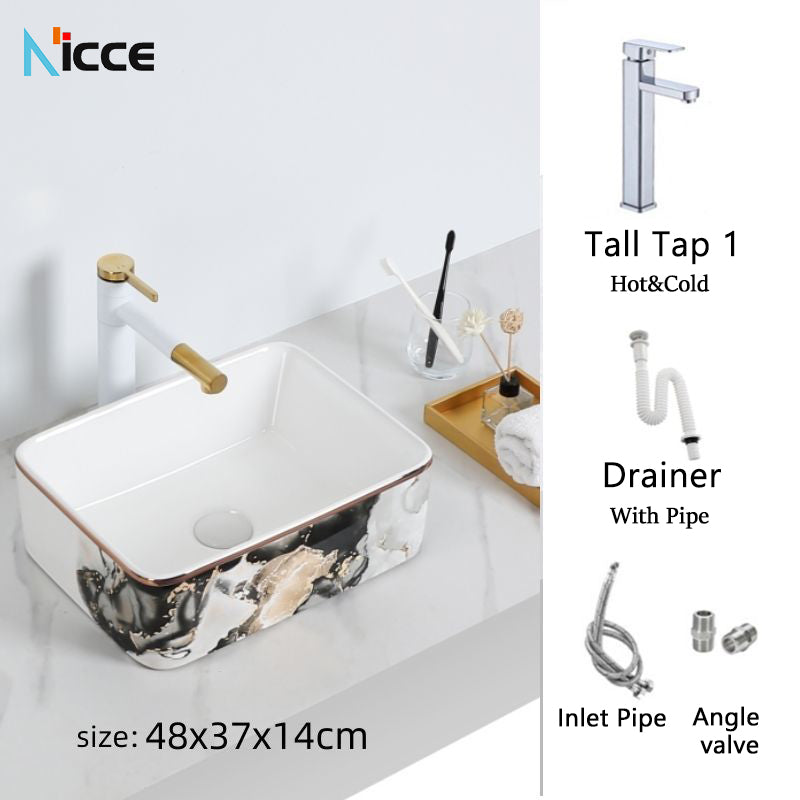 Nordic luxury bathroom ceramic washbasin home toilet balcony small size countertop art sink