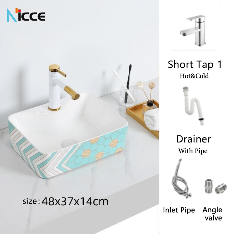 Nordic luxury bathroom ceramic washbasin home toilet balcony small size countertop art sink