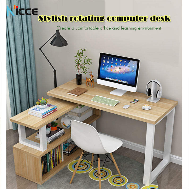 Home Multifunctional Desktop Computer Desk Integrated Rotatable Simple Bedroom Corner L-Shaped Desk Storage Bookcase