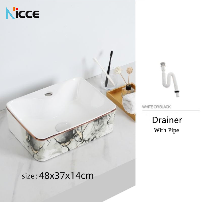 Nordic luxury bathroom ceramic washbasin home toilet balcony small size countertop art sink