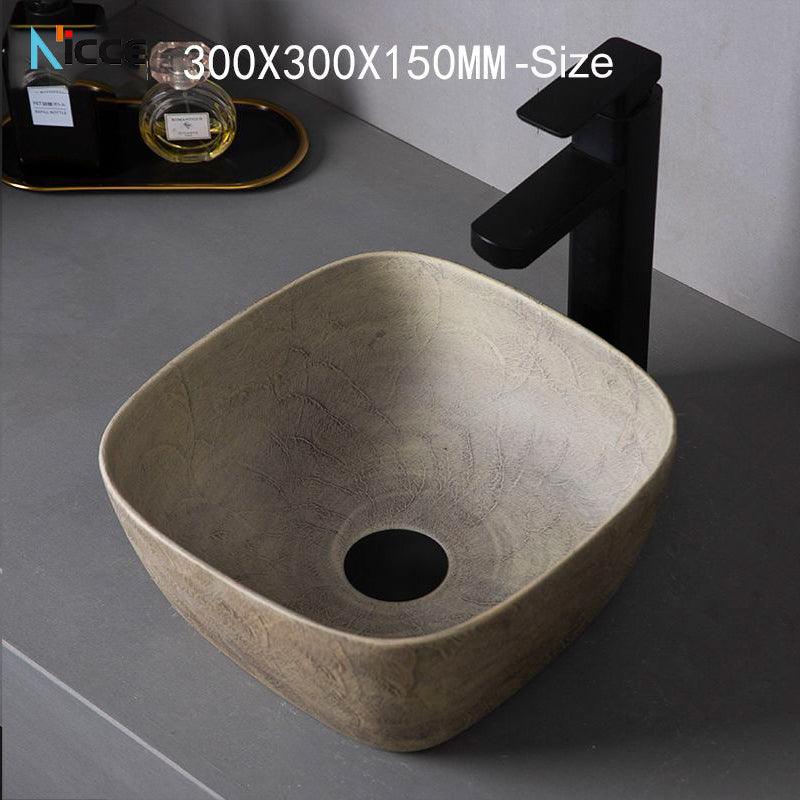 Home retro ceramic counter basin toilet oval matte large size gray bathroom porcelain sink