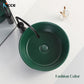 Nordic luxury countertop ceramic basin Dark Green colorful drain Set&faucet Set