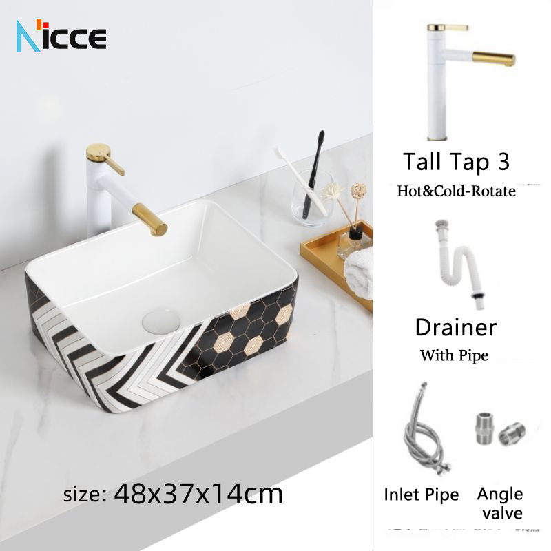 Nordic luxury bathroom ceramic washbasin home toilet balcony small size countertop art sink