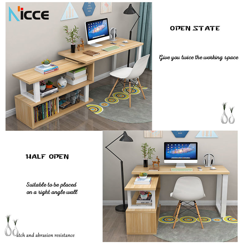 Home Multifunctional Desktop Computer Desk Integrated Rotatable Simple Bedroom Corner L-Shaped Desk Storage Bookcase