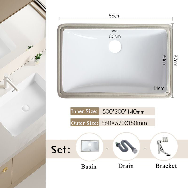 Nordic white basen bathroom undermount basin ceramic small size simple round corner depth toilet sink with drain & bracket set