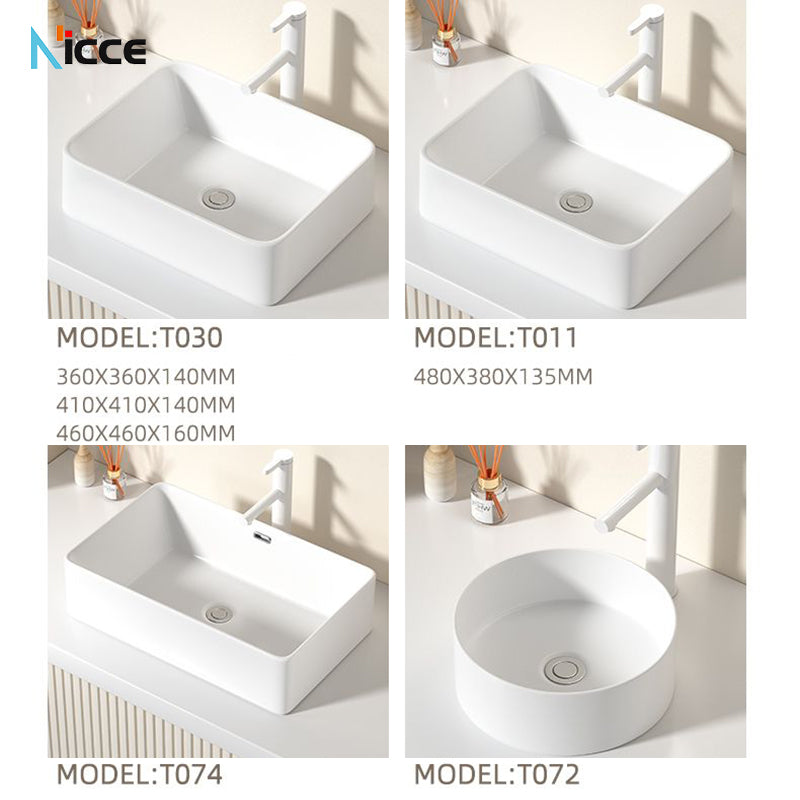 Nordic simple white ceramic basin countertop bathroom basen outdoor sink