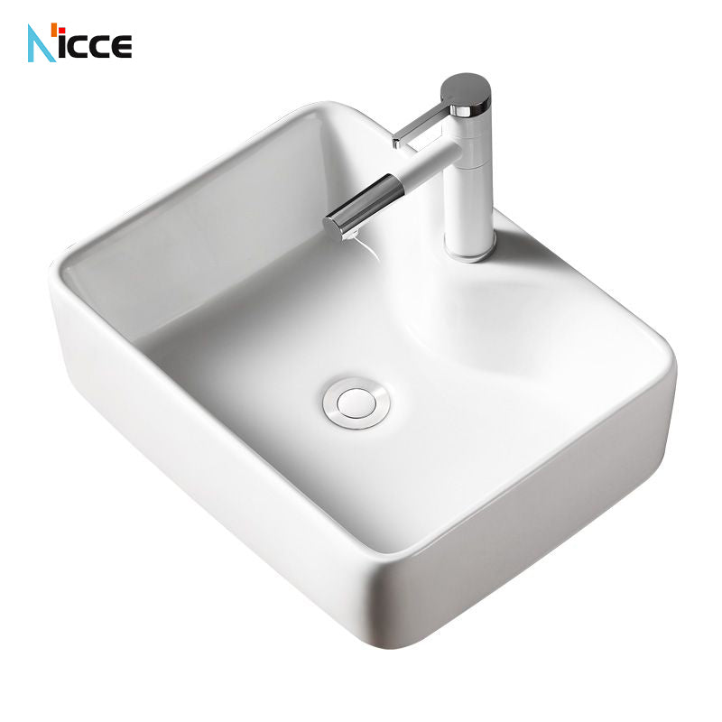 Nordic simple white ceramic basin countertop bathroom basen outdoor sink