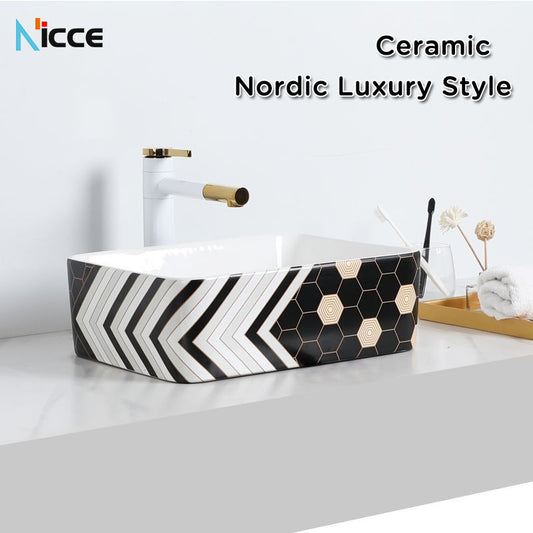 Nordic luxury bathroom ceramic washbasin home toilet balcony small size countertop art sink