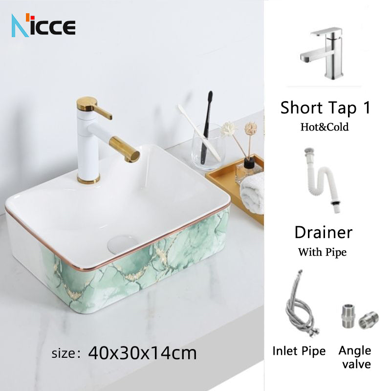 Nordic luxury bathroom ceramic washbasin home toilet balcony small size countertop art sink