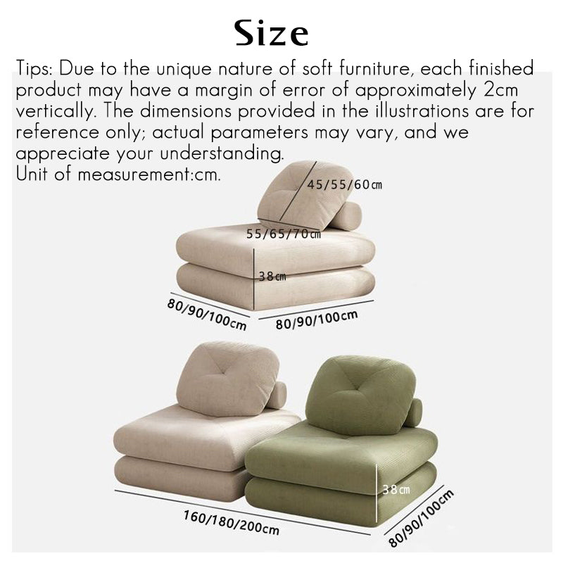 Nordic simple Multi-functional Sofa - Floor Seating Tofu Block Design, Scratch-Resistant Corduroy Fabric, Artistic Single Seater Sofa for Small Spaces, Suitable for Balconies, Can be Laid Flat as Tatami.