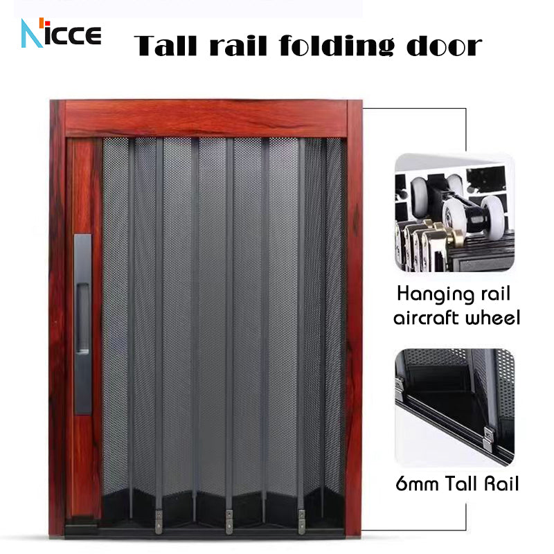 Customize aluminum alloy diamond mesh folding door without punching 5cm width anti-mosquito screen door