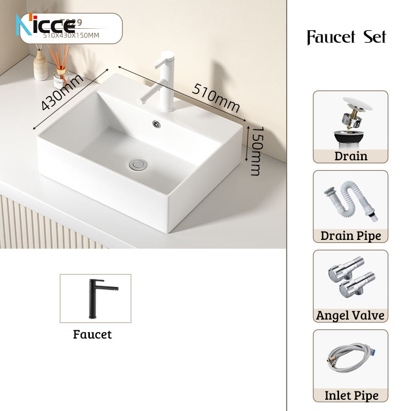 Nordic simple white ceramic basin countertop bathroom basen outdoor sink