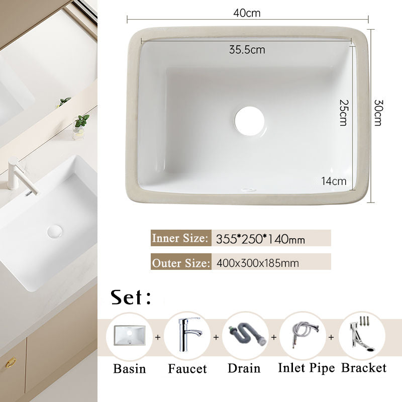 Nordic white basen bathroom undermount basin ceramic small size simple round corner depth toilet sink with drain & bracket set