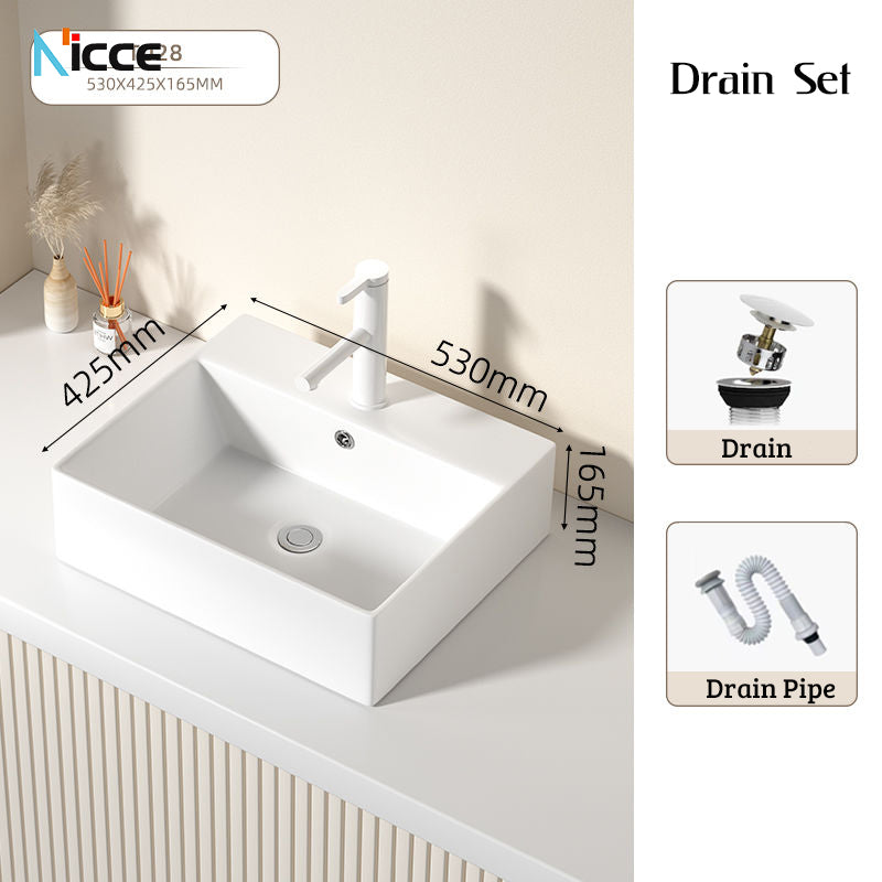 Nordic simple white ceramic basin countertop bathroom basen outdoor sink