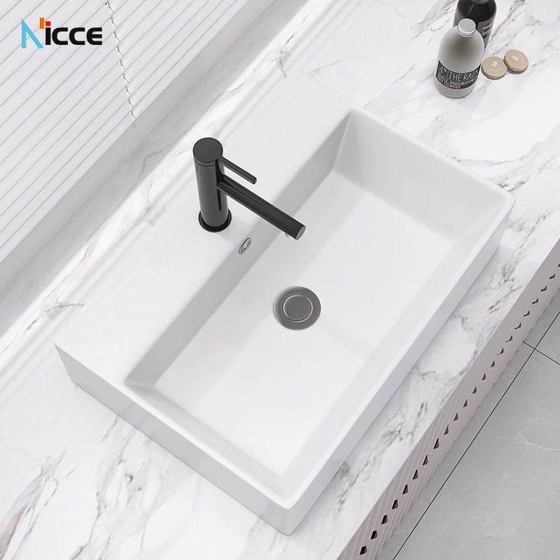 Nordic simple white ceramic basin countertop bathroom basen outdoor sink