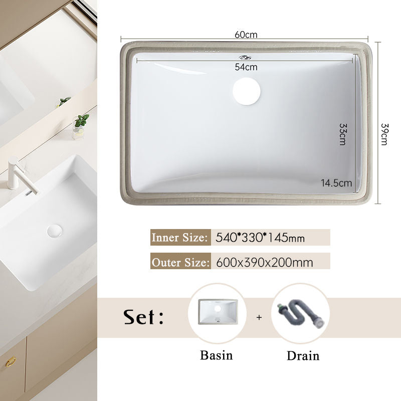 Nordic white basen bathroom undermount basin ceramic small size simple round corner depth toilet sink with drain & bracket set