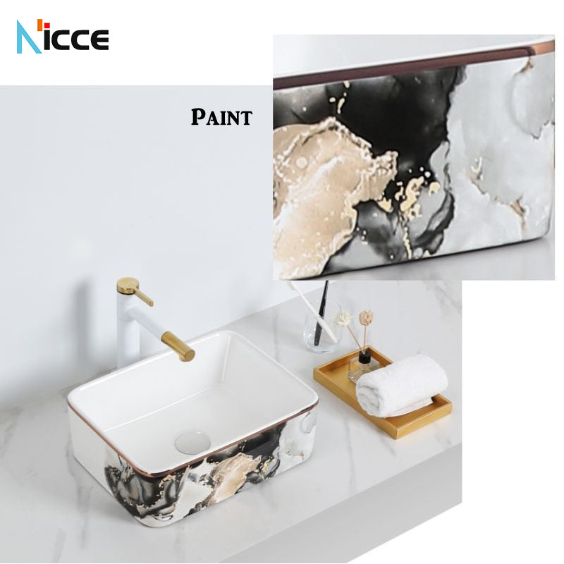 Nordic luxury bathroom ceramic washbasin home toilet balcony small size countertop art sink