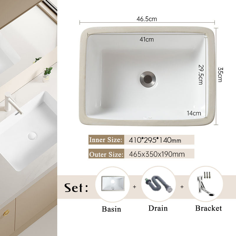 Nordic white basen bathroom undermount basin ceramic small size simple round corner depth toilet sink with drain & bracket set