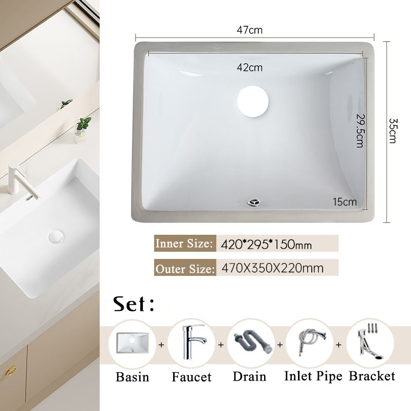 Nordic white basen bathroom undermount basin ceramic small size simple round corner depth toilet sink with drain & bracket set