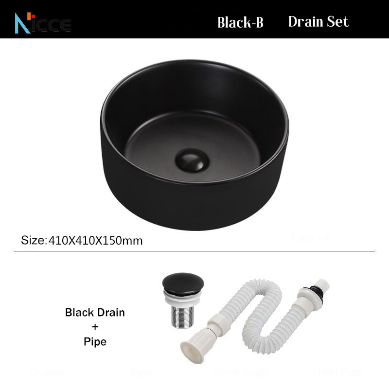 Nordic luxury countertop ceramic basin Dark Green colorful drain Set&faucet Set