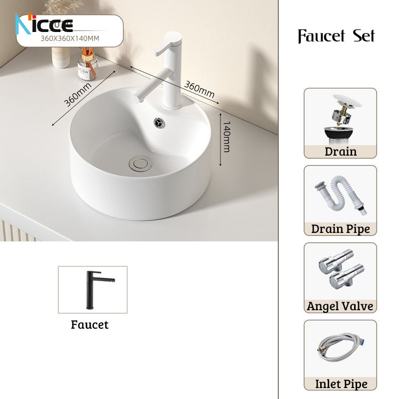 Nordic simple white ceramic basin countertop bathroom basen outdoor sink