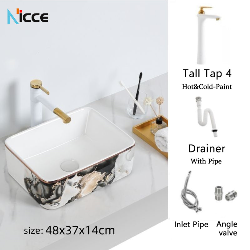 Nordic luxury bathroom ceramic washbasin home toilet balcony small size countertop art sink